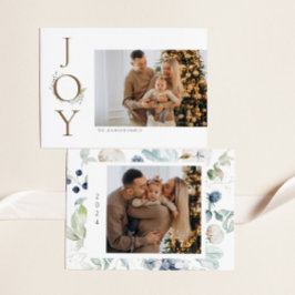 Tarjeta Festiva Joy Watercolor Winter Florals 2 Fotos