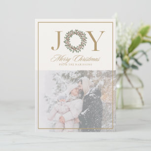 Tarjeta Festiva Joy Wreath Christmas Photo Card