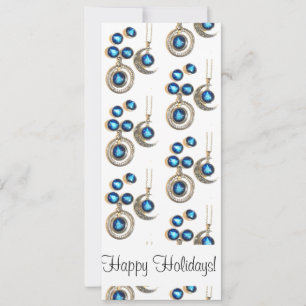 Tarjeta Festiva joyas navidades Árbol azul negro brillante Luna