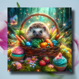 Tarjeta Festiva Joyent Hedgehog Woodland Easter Basket