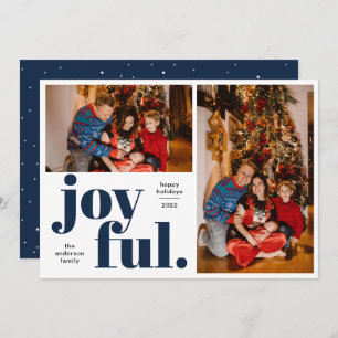 Tarjeta Festiva Joyent Multi Photo Blue Holiday Card