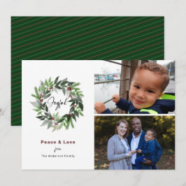 Tarjeta Festiva Joyent Wreath Peace & Love 2 Navidades de fotos Gr