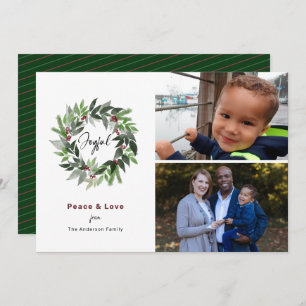 Tarjeta Festiva Joyent Wreath Peace & Love 2 Navidades de fotos Gr