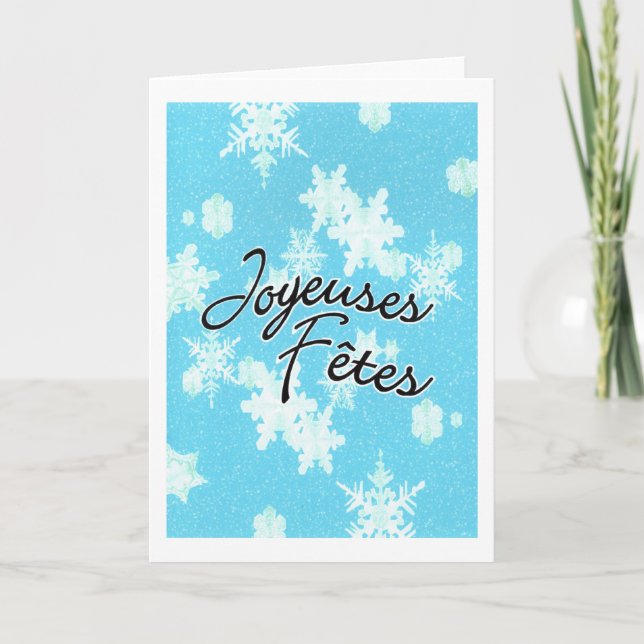 Tarjeta Festiva Joyeuse Fetes los copos de nieve (Anverso)