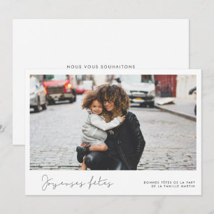 Tarjeta Festiva Joyeuses Fêtes Carte de voeu foto minimaliste