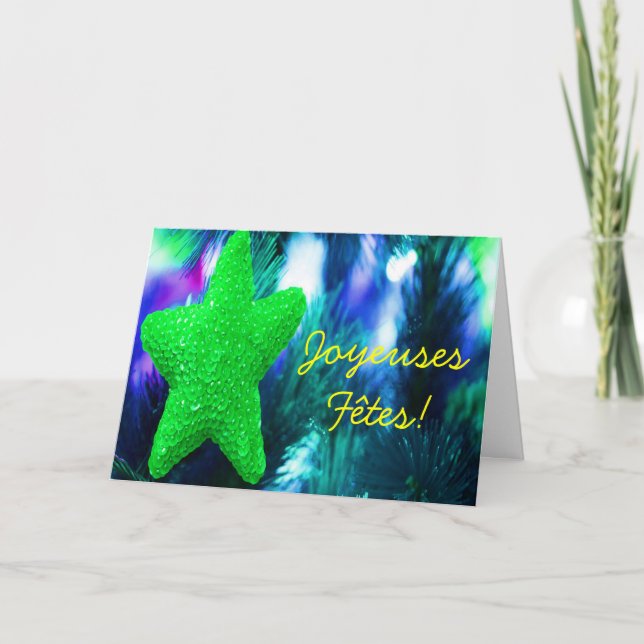 Tarjeta Festiva Joyeuses Fêtes et bonne année Green Star III (Anverso)