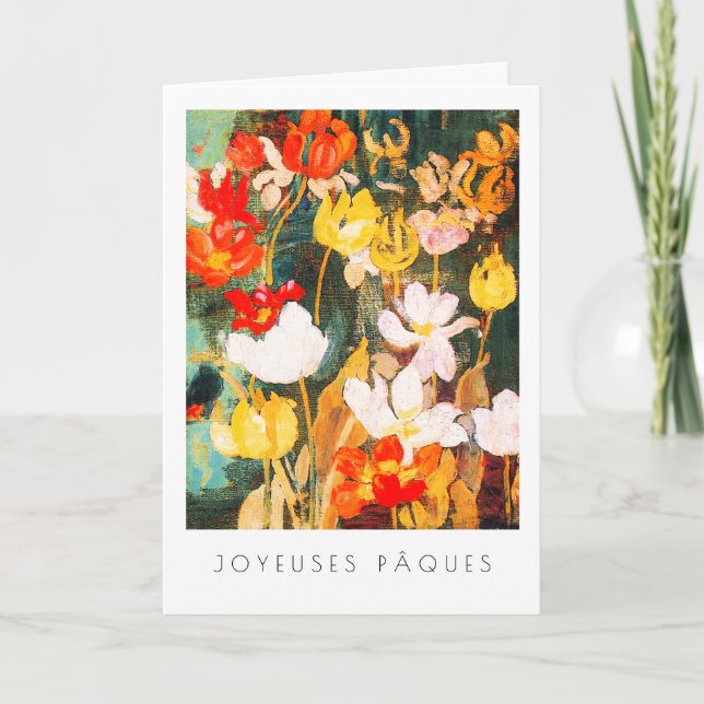 Tarjeta Festiva Joyeuses Pâques.Cartas Bellas Artes de Pascua en f (Anverso)