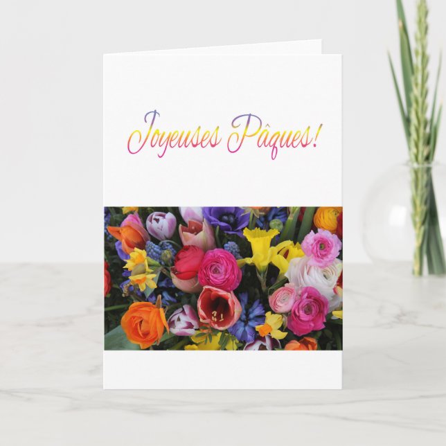 Tarjeta Festiva Joyeuses Pâques Francés Feliz Pascua (Anverso)
