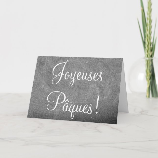 Tarjeta Festiva Joyeuses Pâques French Happy Easter Chalkboard (Anverso)