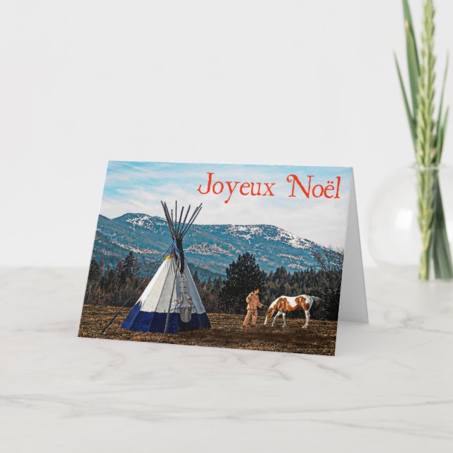 Tarjeta Festiva Joyeux Noёl - campo del invierno (Anverso)