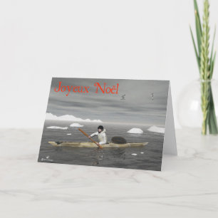 Tarjeta Festiva Joyeux Noёl - kajak del Inuit