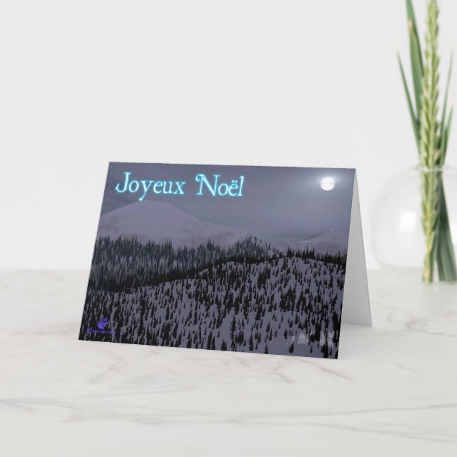 Tarjeta Festiva Joyeux Noёl - noche fría en Idaho (Anverso)