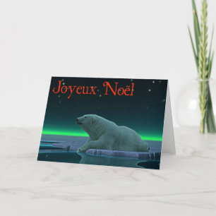 Tarjeta Festiva Joyeux Noёl - oso polar del borde del hielo