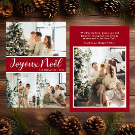 Tarjeta Festiva Joyeux Noel 4 Photo Flat Holiday Card