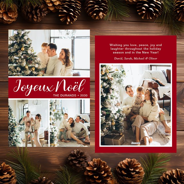 Tarjeta Festiva Joyeux Noel 4 Photo Flat Holiday Card (Subido por el creador)