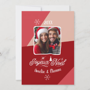Tarjeta Festiva Joyeux Noël Avec Foto Personalizado de Navidades f