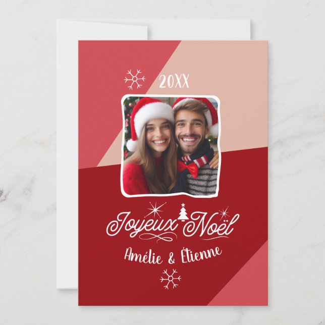 Tarjeta Festiva Joyeux Noël Avec Foto Personalizado de Navidades f (Anverso)