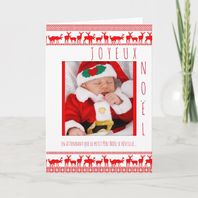 Tarjeta Festiva Joyeux Noël Bébé Père Noel Carte avec (Anverso)