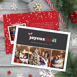 Tarjeta Festiva Joyeux Noel Bold Typography Mistleto3 Foto