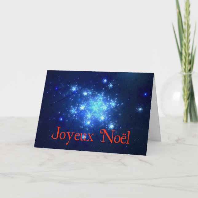 Tarjeta Festiva Joyeux Noel - cielo nocturno (Anverso)