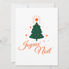 Tarjeta Festiva Joyeux Noël en rouge : sapin classique et joyeux