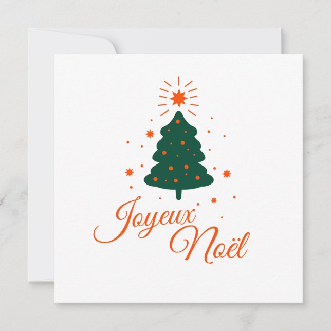 Tarjeta Festiva Joyeux Noël en rouge : sapin classique et joyeux (Anverso)