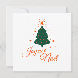 Tarjeta Festiva Joyeux Noël en rouge : sapin classique et joyeux