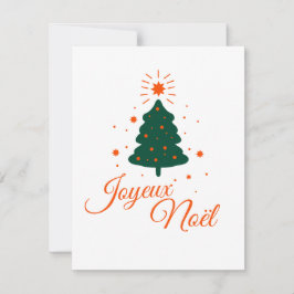 Tarjeta Festiva Joyeux Noël en rouge : sapin classique et joyeux