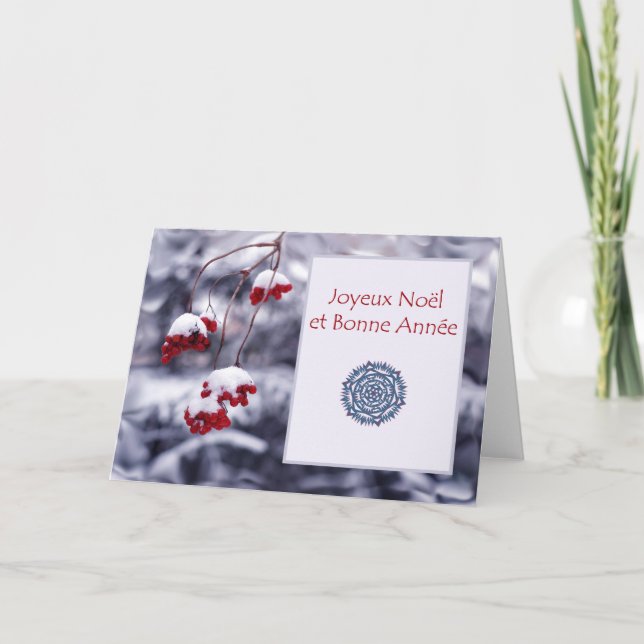 Tarjeta Festiva Joyeux Noel et Bonne Annee, Navidades en francés (Anverso)