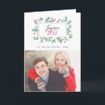 Tarjeta Festiva Joyeux Noël Feuillage Peint | Carte de Noël<br><div class="desc">Foto de Carte de Noël moderne avec. La carta a une couronne de fleurs peintes à l'aquarelle et place pour le texte et une photo.</div>