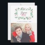 Tarjeta Festiva Joyeux Noël Feuillage Peint el | Carte de Noël<br><div class="desc">Foto moderne del avec de Carte de Noël. La carta del La un l'aquarelle y un lugar del à de los peintes de couronne de fleurs del une vierte le texte y la foto del une.</div>