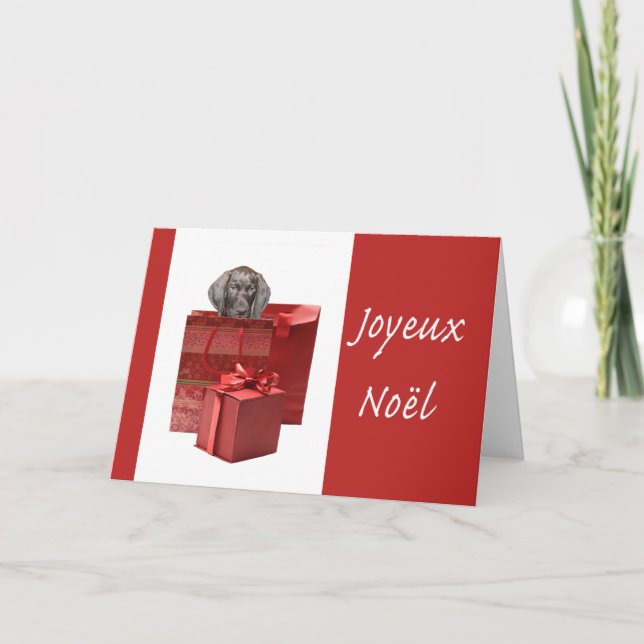 Tarjeta Festiva Joyeux Noël german shorthal (Anverso)