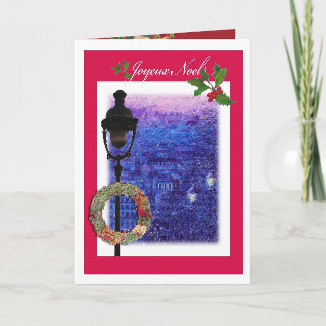 Tarjeta Festiva Joyeux Noel ilustró París (Anverso)