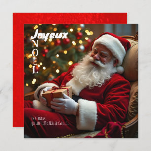 Tarjeta Festiva Joyeux Noël Le Père Noël s'est endormi SqFC