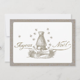 Tarjeta Festiva Joyeux Noel Merry Christmas French Hive Bebe