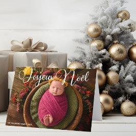 Tarjeta Festiva Joyeux Noël Navidades de fotografía de la Moda con