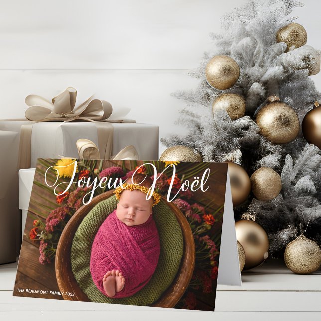 Tarjeta Festiva Joyeux Noël Navidades de fotografía de la Moda con (Subido por el creador)