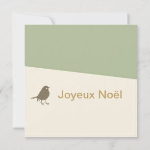 Tarjeta Festiva Joyeux Noel Navidades de Nieve para Pájaros