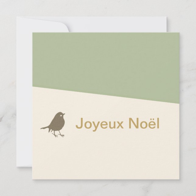 Tarjeta Festiva Joyeux Noel Navidades de Nieve para Pájaros (Anverso)