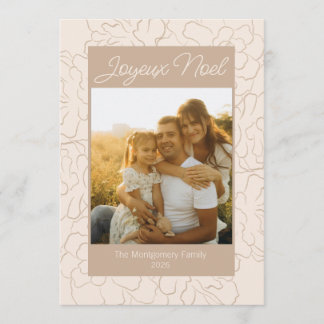 Tarjeta Festiva Joyeux Noel Piña Floral Foto de Familia