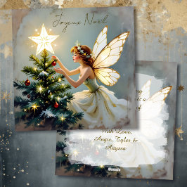Tarjeta Festiva Joyeux Noël | Pretty Fairy Personalized Christmas