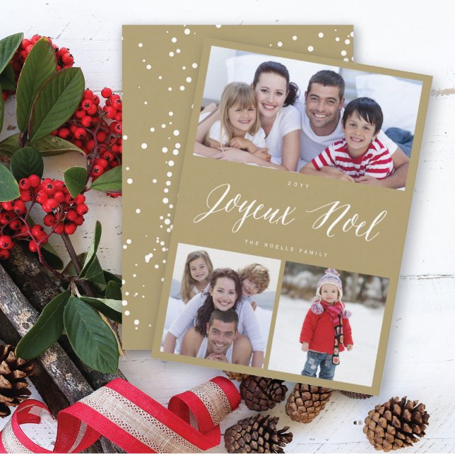 Tarjeta Festiva Joyeux Noel Script 3 Navidades de Collage de fotos (Subido por el creador)
