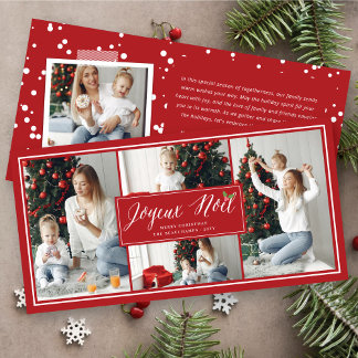 Tarjeta Festiva Joyeux Noel Simple Script Moderno 4 Navidades de f