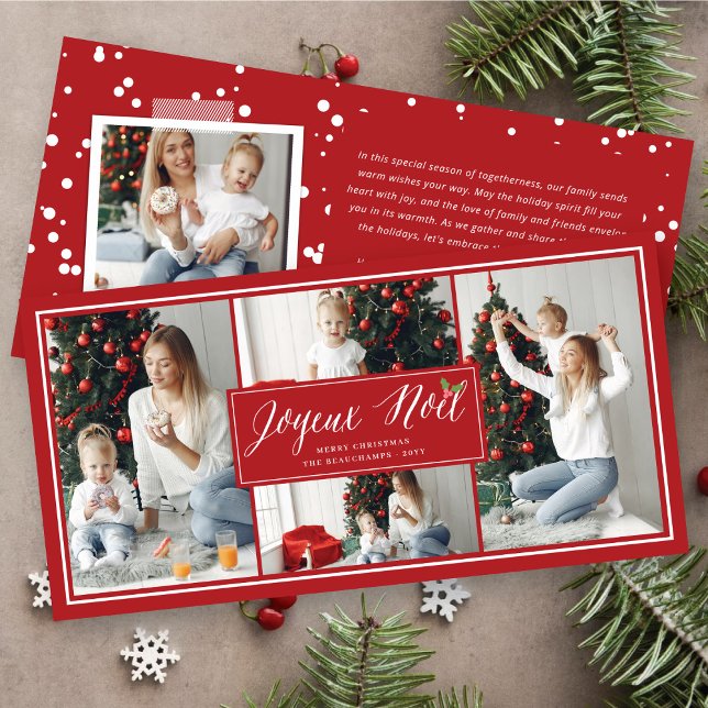Tarjeta Festiva Joyeux Noel Simple Script Moderno 4 Navidades de f (Subido por el creador)