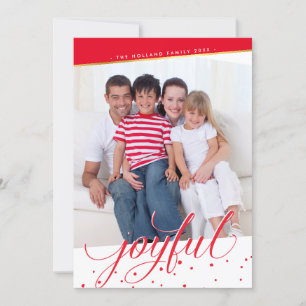 Tarjeta Festiva JOYFUENTE FESTIVIDAD FOTO elegante caligrafía oro