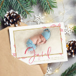 Tarjeta Festiva JOYFUENTE FOTO FAMILIAR elegante oro botánico rojo<br><div class="desc">por kat massard >> www.simplysweetPAPERIE.com << Un diseño de fotos botánicas simple y elegante. ¡Máximo espacio para mostrar tu hermosa familia también! CONSEJO 1. Para redimensionar / reubicar la foto pulse el botón "personalizar". 2. También puede cambiar las fuentes, mover y agregar más texto! NECESITA AYUDA PARA OBTENER TU FOTO...</div>
