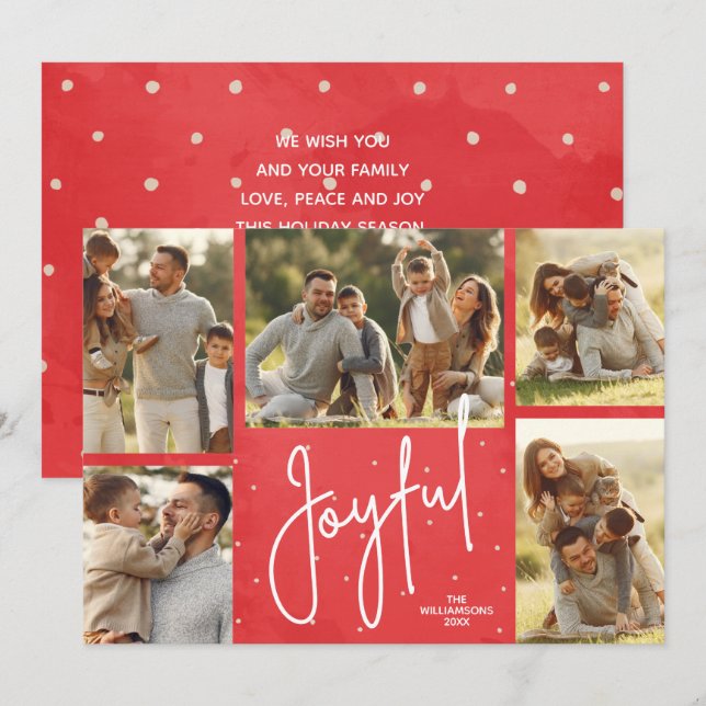 Tarjeta Festiva JOYFUH Multi Photo Red Navidades (Anverso / Reverso)