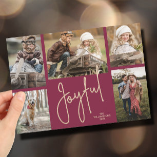 Tarjeta Festiva JOYFUL 5 Navidades de Cranberry fotográfico