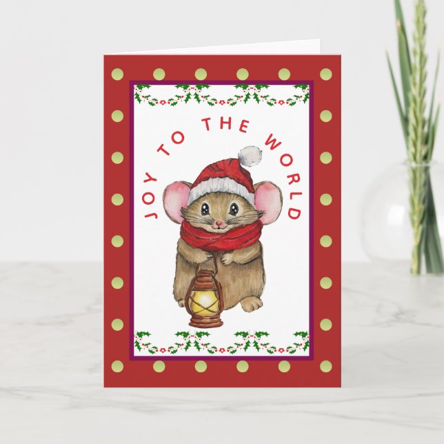 Tarjeta Festiva Joyful Christmas mouse greeting card (Anverso)