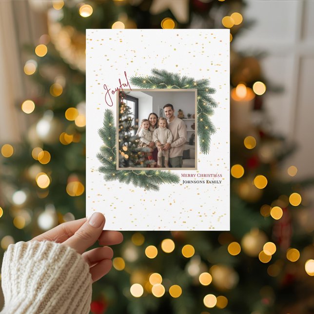 Tarjeta Festiva Joyful Christmas Personalized Family Photo Holiday (Subido por el creador)